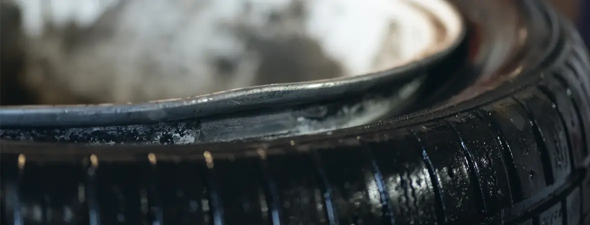 Tires in a recycling bin