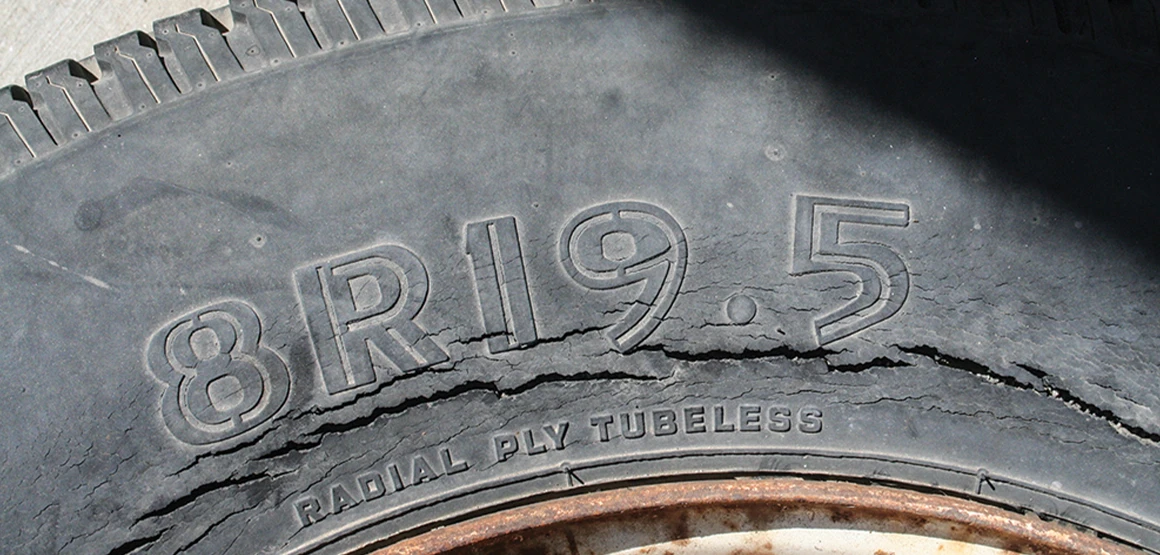 Example of cracks on a tire sidewall