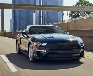 Sports car on city highway