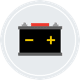 An illustration of a battery with positive and negative icons.