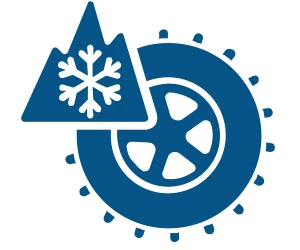 Icon of a studded tire with 3PMSF icon