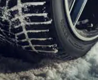 Winter tire on vehicle
