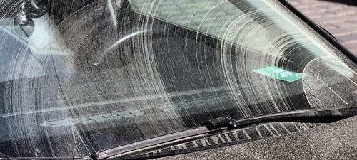 Dirty streaked windshield