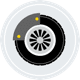An illustration of a brake on a tire.