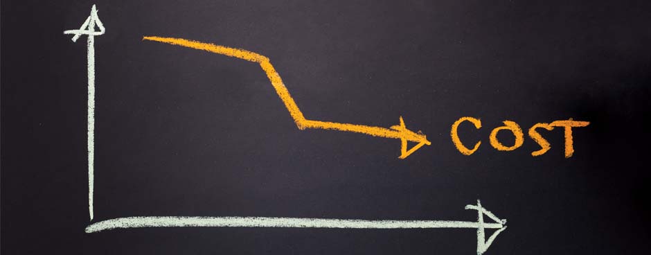 Handrawn graph of costs going down