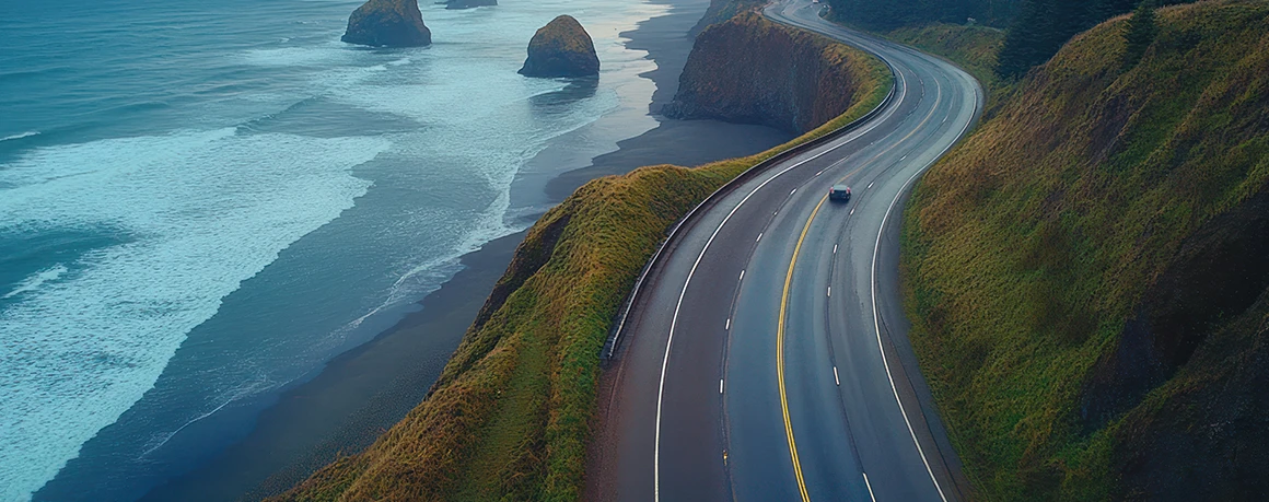 Winding, picturesque Pacific Coast along Highway 101
