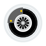 Icon of a tire with brake caliper.